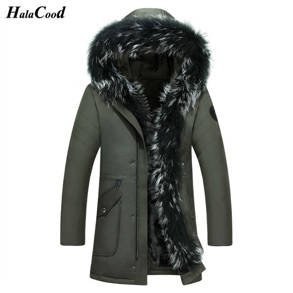 

fashion male plus size big fur hooded duck down long jackets men warm quality down coats male casual winter outerwer parkas, Black