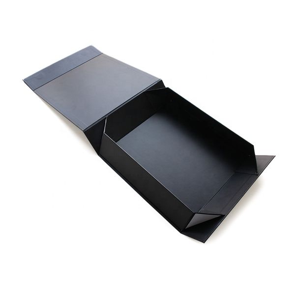 

custom magnetic closure malamination folding paper gift box with glossy black uv coating logo