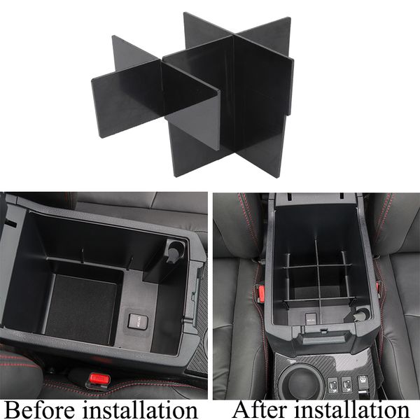 

black abs car armrest box storage panel clapboardr decoration cover for toyota 4runner / super 2017+ car interior accessories