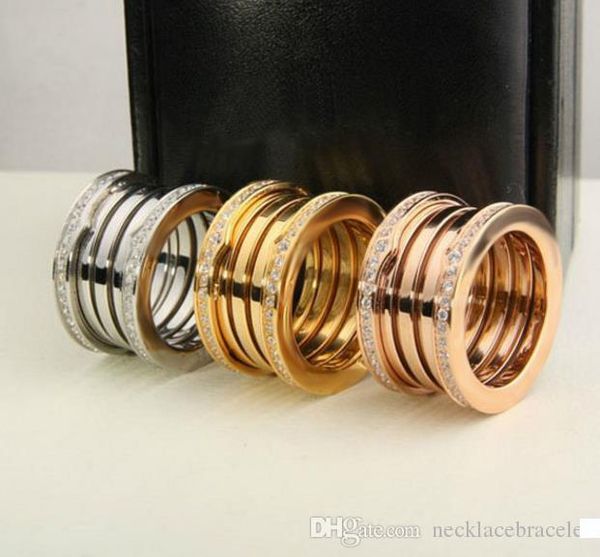 

2018 luxury titanium stainless steel elastic multiwall rhinestone rings yellow gold rose gold silver metal colors women men wedding jewelry