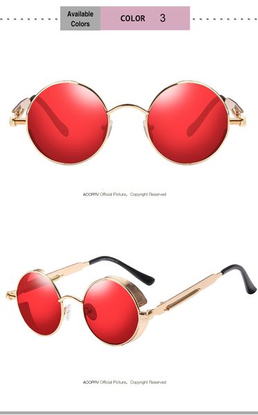 

metal round steampunk sunglasses 2020 men women fashion glasses retro frame vintage sunglasses punk metal eyewear 58028, White;black
