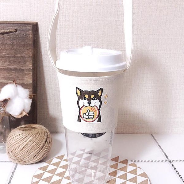 

cute handmade cup set green drink handbag canvas life other dinnerware