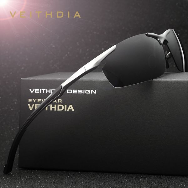 

veithdia brand men's aluminum magnesium sun glasses polarized uv400 sun glasses oculos male eyewear sunglasses for men 6592 y200415, White;black