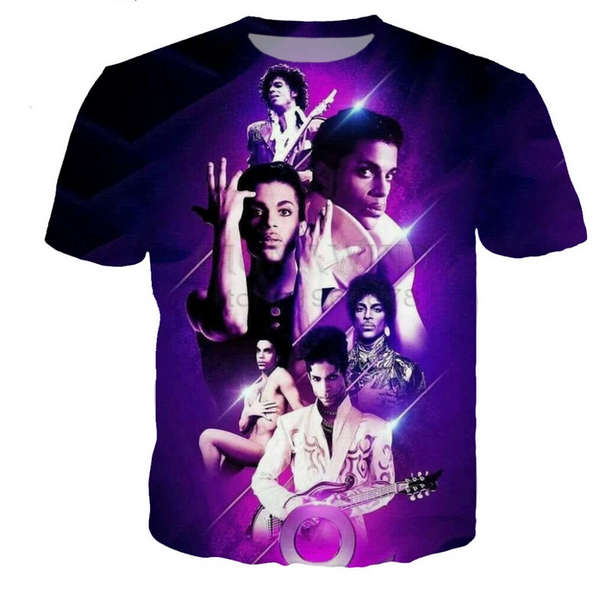 

2019 singer prince rogers nelson new summer fashion 3d print for men women t-shirt hip hop summer short sleeve tshirt tees k1224, White;black