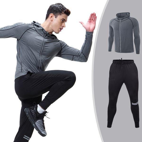 

mens sportswear 2pieces tracksuits running clothes fitness suit active suit tracksuits mans sports costumes exercise sets mens, Black;blue