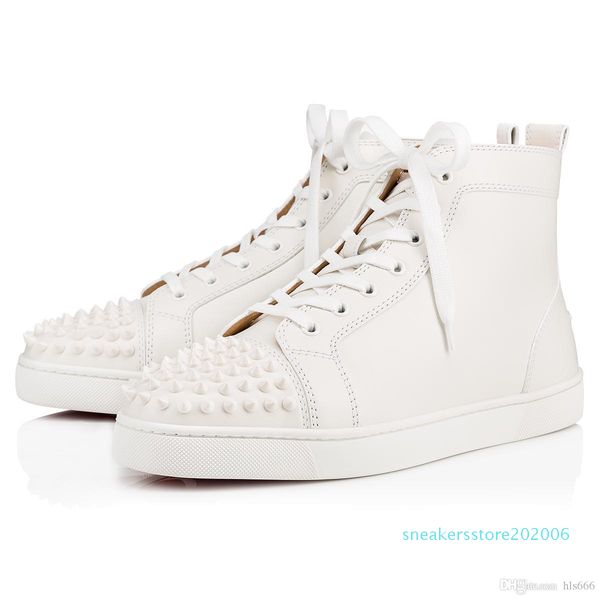

plain leather black sheepskin sneakers luxury designer red bottom flat spikes,outdoor men dress wedding walking high trainers stud s06