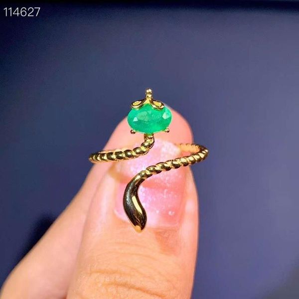 

natural emerald ring fashionable gem quality 925 silver 4x6mm, Golden;silver