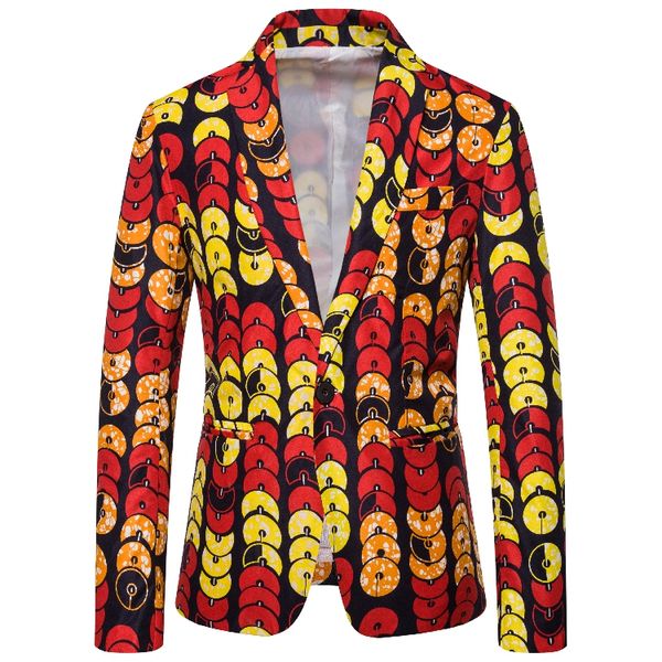 

bohemian blazer masculino hip hop singer mens blazer jacket casual men suit jacket slim hawaii party suit colorful printed coat, Black;brown