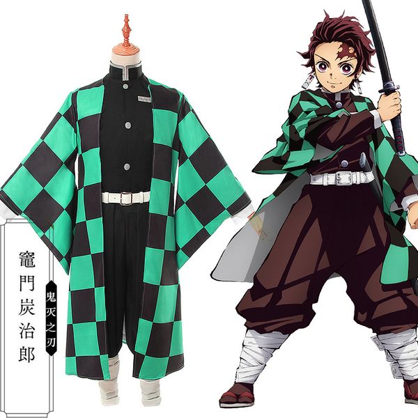

аниме костюм demon slayer косплей tanjirou kamado косплей kimetsu нет yaiba мужчины кимоно хэллоуин, Black;red