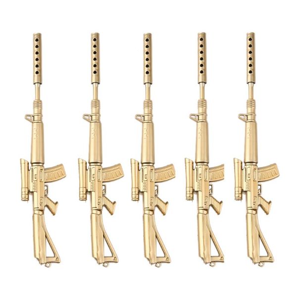 

5 pcs novelty ballpoint pen funny gold rifle shape design office school ballpen stationery supplies surprising gift for children, Blue;orange