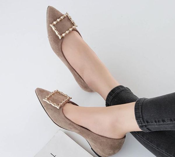 

2019 women's shoes in spring and autumn with new style flat bottom pointed end suede #e01, Black