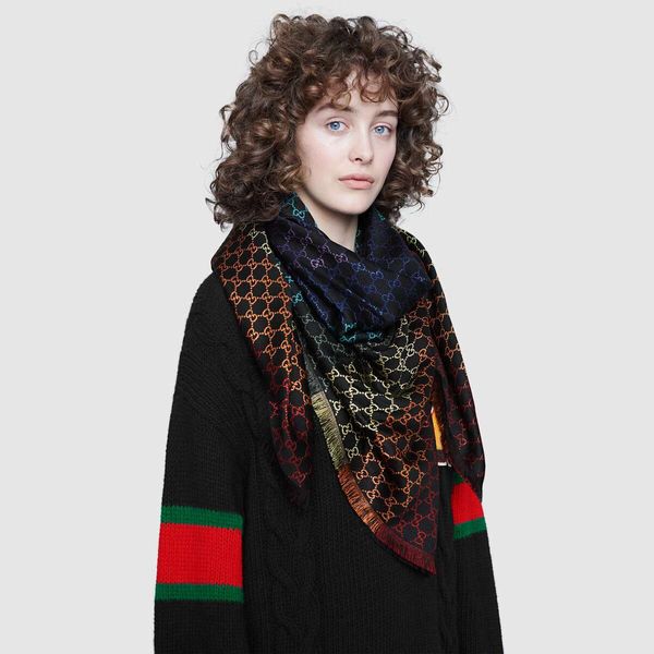 

designer jacquard shawl rainbow silk cashmere scarf for women and men 2019 winter brand plaid scarfs luxury scarves pashmina infinity scarf, Blue;gray