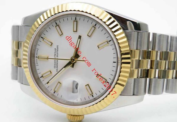 

men's products selling luxury quality datejust 36mm pearl white dial with lume bp 2813 movement 18k two tone yellow gold watches, Slivery;brown