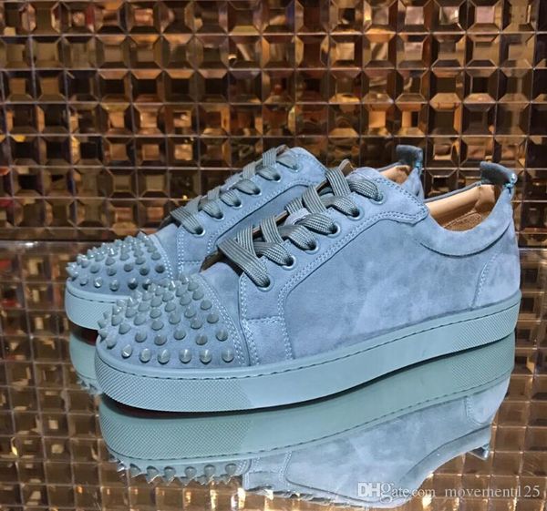 

italy made men's women's casual sneaker red bottom spiked raller boats pave flat black velvet with embroidery rhinestone slip-on s