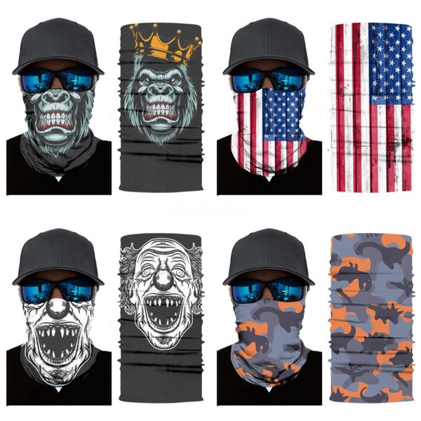 

outdoor cycling skull scarf bicycle ski face mask bandanas magic turban riding sports cap masks sunscreen neck warmer hair band #873#989, Blue;black