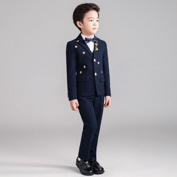 

new baby boy suit for wedding piano party teenage boys blazer+vest+pant+shirt+bowtie 5pcs kids boys suits formal clothes set y98, White