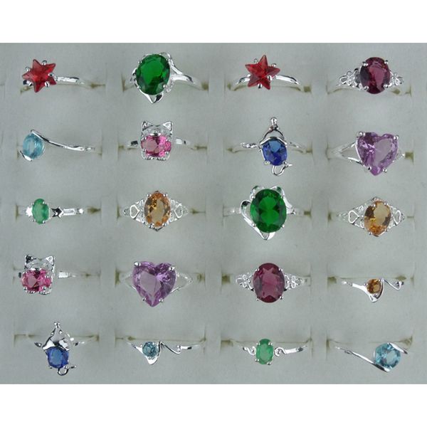 

wholesale jewelry ring lots 10pcs/pack mixed style/sizes cubic zirconia silver plated rings sizes 6-9 mixed size fashion silver crystal ring