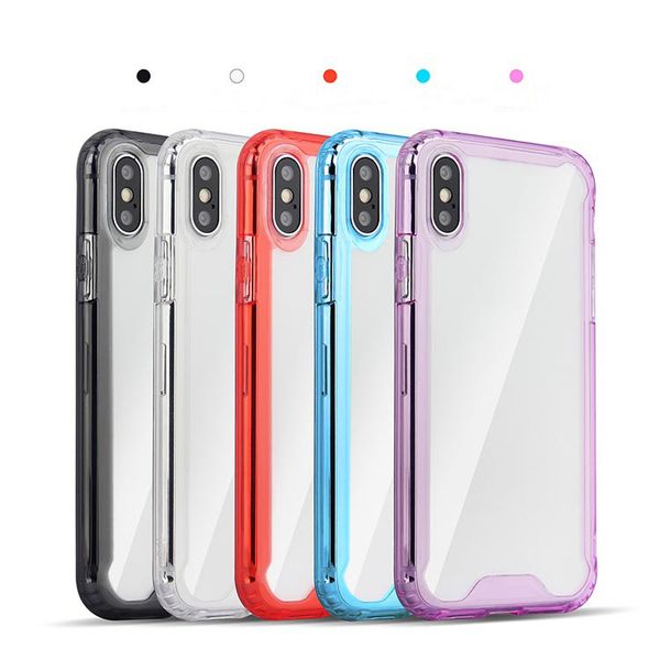 

2019 latest hybrid tpu+pc for iphone 6 plus acrylic case hard pc rear side tpu frame phone case anti-fall for iphone x case