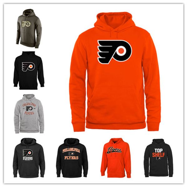 

philadelphia flyers mens sweatshirt salute to service sideline therma performance pullover hoodie black orange olive hockey jersey