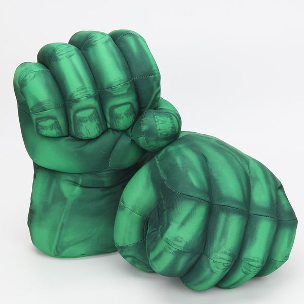 

superhero green hulk smash hands spider man iron man plush boxing gloves performing props toys 10, Blue;gray