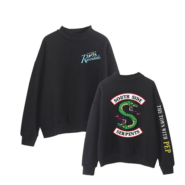 

riverdale printing men hoodies sweatshirts fashion hooded casual clothing s-xl long sleeve turtleneck korean sweatshirt, Black