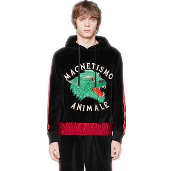 

brand designer velvet sweaters long sleeve fashion men hoodies pullover printed sweater luxury men streetwear hoodies new size 46-52, Black