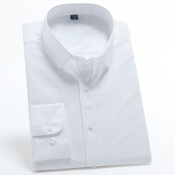 

2019 spring autumn men's casual slim fit shirts solid color quality formal social long-sleeve business shirt, White;black