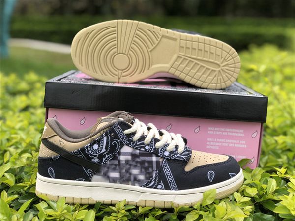 

release authentic sb dunk low travis scott regular box cactus jack black parachute beige petra brown men running shoes sneakers