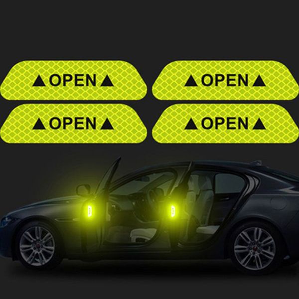 

4pcs/set car door sticker anti-collision warning tape car reflective stickers reflective strips car-styling safety mark car stickers