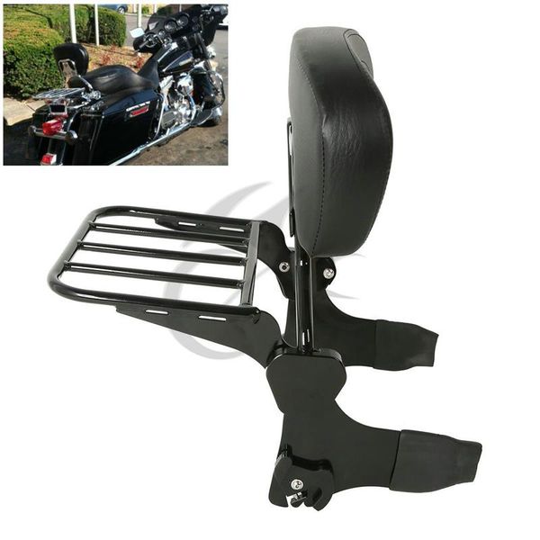 

Motorcycle Detachable Backrest Sissy Bar Set W/ Luggage Rack For Touring Road King Street Glide Electra FLHT FLHX FLHR