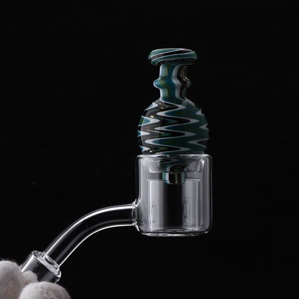 Banger térmico de quartzo de tubo duplo com tampa de bolha de vidro uv de carburador de cor americana 10 mm 14 mm 18 mm 45 90 para bongos de vidro Dab Rigs