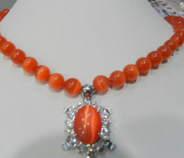 

other jewelry 8mm red sri lanka moonjade gems tortoise pendant necklace 18'', Silver