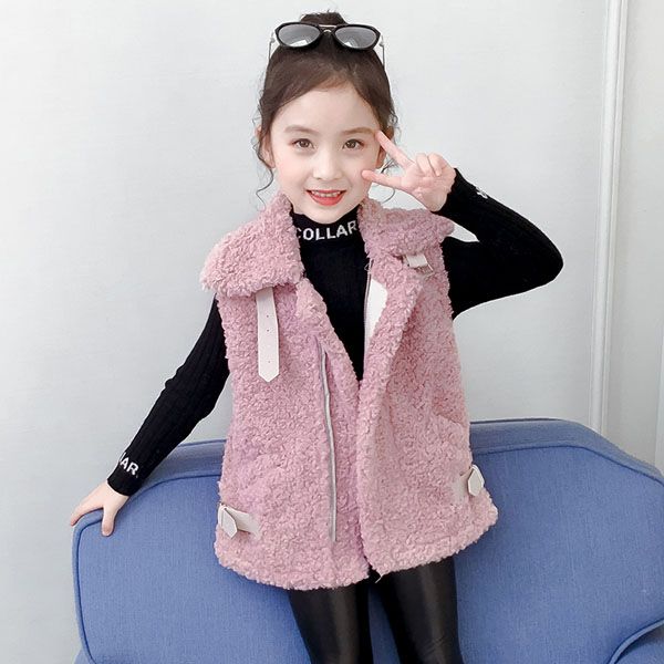 

children's lamb vest with girl's vest, Blue