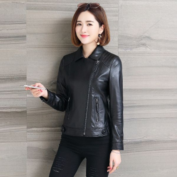 

2018 new fashion genuine sheep leather jacket h19, Black