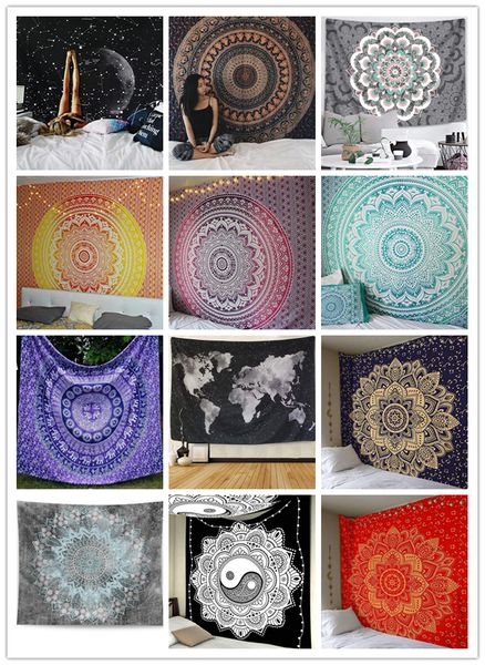 Wall Pendurador Decoração Tapeçaria 21 Designs Bohemian Mandala Beach Toalhas Hippie Mapa Yoga Mat Mat Shawl Multifuncional Bath Toalhas