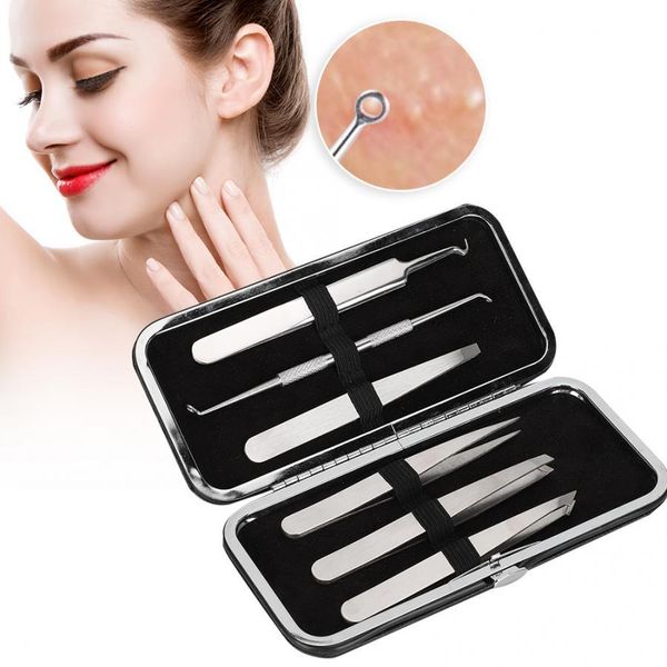 

vacuum pore cleaner 6pcs stainless steel pimples blackheads extractor tweezers needles face skin care skin tag removal