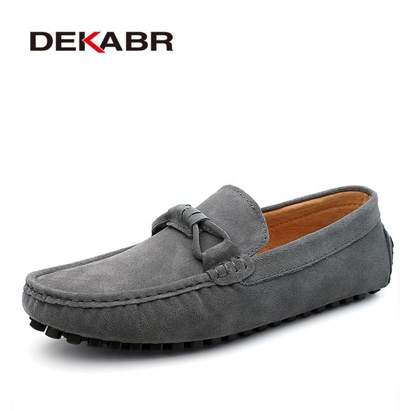 

dekabr new 2020 men cow suede loafers spring autumn genuine leather driving moccasins slip on men casual shoes big size 38~46 t200610, Black
