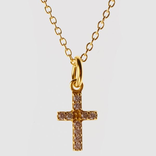 

amorita boutique silver925 cross with cz collarbone chain necklace, Silver