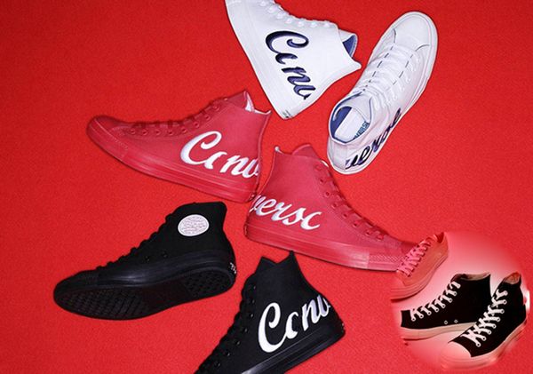 

new taylor 100 logo embroidery giant script logos men women skate sneakers all stars canvas hearts des garcons play hi low