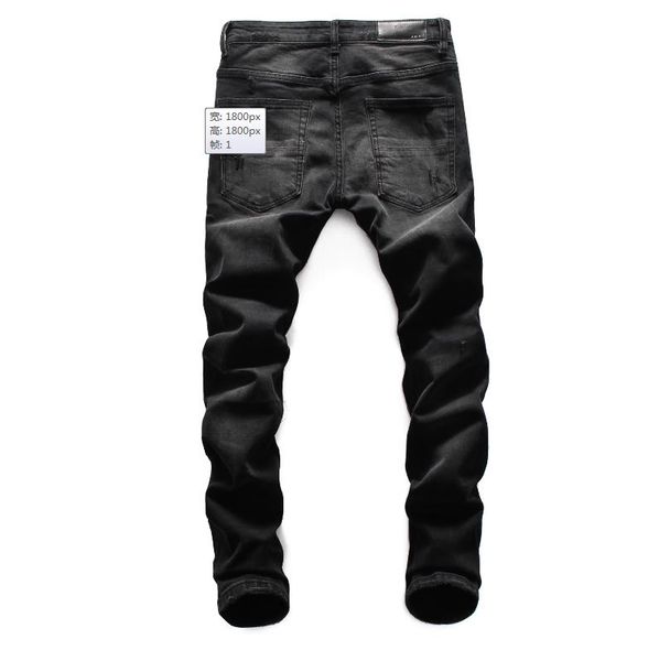 

classic tide brand trousers luxury designer jeans amiri mens jeans high-end fashion casual pants trend stitching trousers ripped jeans, Blue