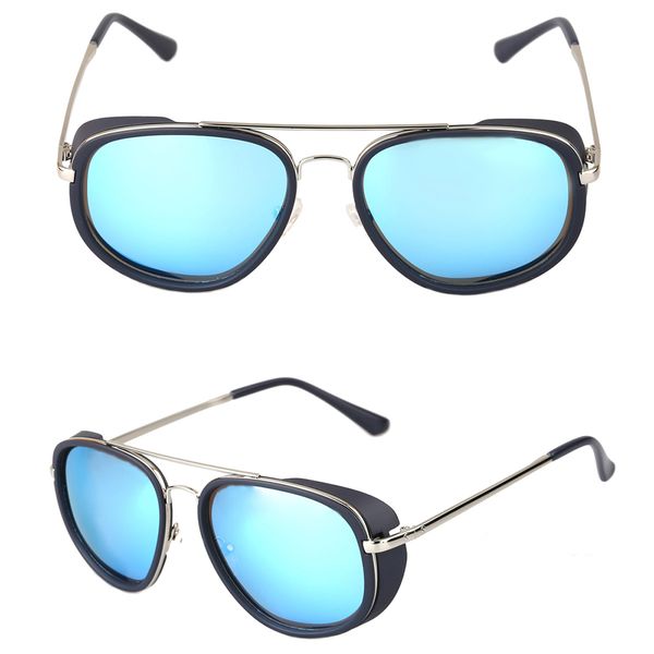 

1839 double bridge mirror lens polarized metal sunglasses