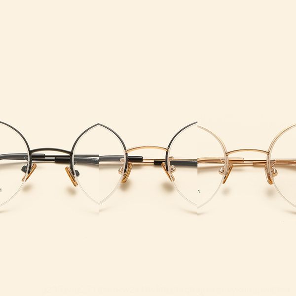 

hanging silk half myopia glasses large frame plain mirror metal personalized glasses frame trend can be matched with myopia, Silver