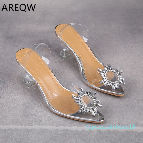 

2019 clear heels slippers women sandals summer shoes woman transparent high pumps wedding jelly buty square heels, Black
