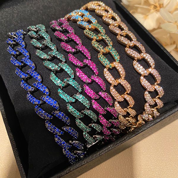 

bilincolor fashion colorful insert full zircon chain style rough bracelet , bracelet for women gift, Black