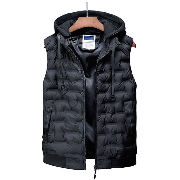 

mens vest new autumn winter cotton sleeveless jacket hooded vest fashion keep warm waistcoat male's clothing size -4xl, Black;white