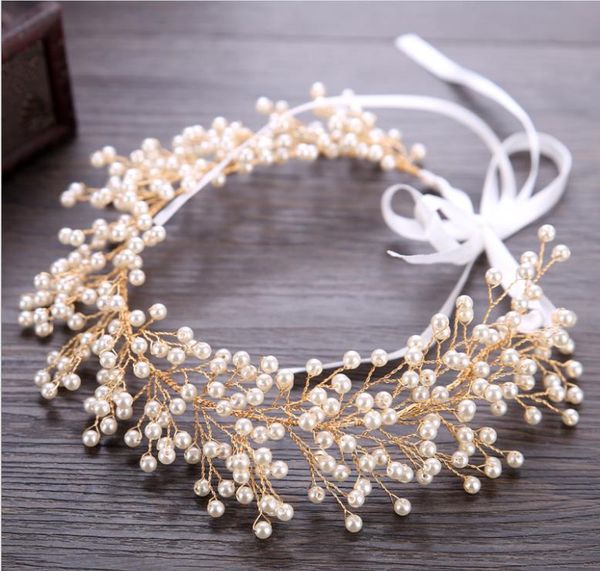 

жемчужные полосы волос золото свадебное платье аксессуары для новобрачных тиара диапазона волос оголовье, Silver