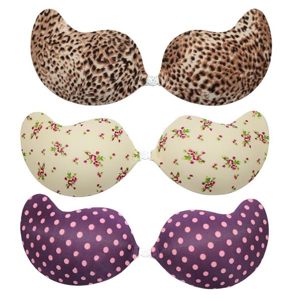 

underwear women silicone push up bra invisible adhesive bra self-adhesive backless polka dot strapless invisible bra support funny 2pcs/lot, Black;white