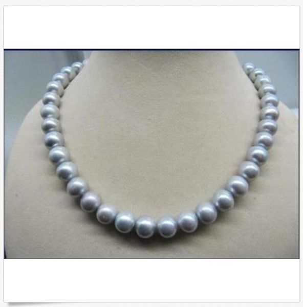 

new18''10-11mm south sea gray pearl necklace 14k gold clasp, Silver