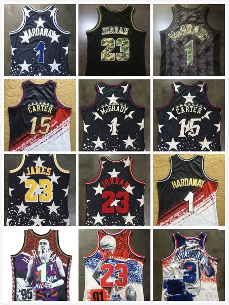 

2019 new men 15 carter 1 mcgrady 23 michael 1 hardaway 3 iver on ba ketball jer ey hirt thick embroidery titched 23 jame tar xxl