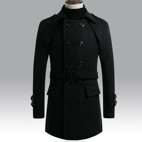 

men jackets england style casual long sleeve double breasted coat overcoat lapel collar outwear gentlemen jacket, Black;brown